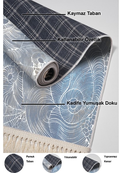 Dijital Mutfak Halısı Star Pamuk Kaymaz Taban Saçaklı Modern Corrina Lila indirimleri