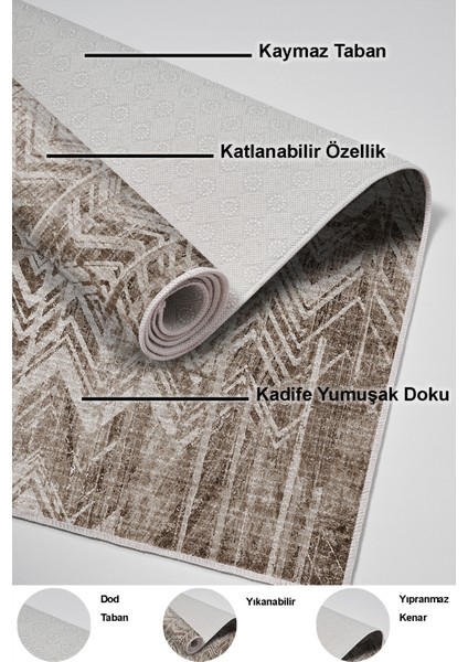 Dijital Salon Halısı Trend Keçe Kaymaz Taban Iskandinav Mel Kahve indirimleri