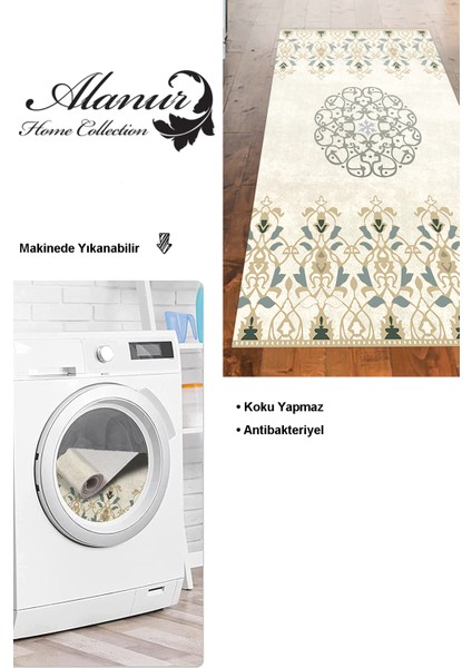 Dijital Mutfak Halısı Trend Keçe Kaymaz Taban Modern Demetria Bej modelleri