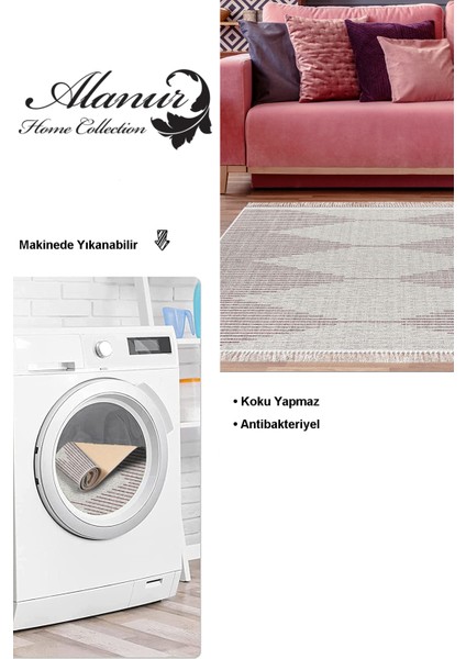 Dijital Salon Halısı Yıldız Deri Kaymaz Taban Saçaklı Iskandinav Kay Mürdüm modelleri