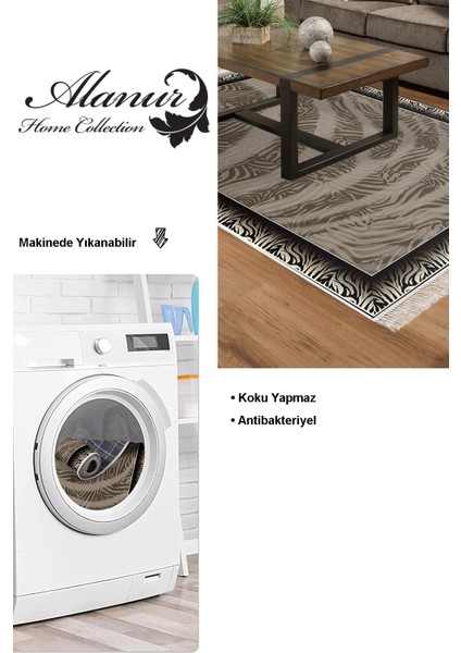 Dijital Salon Halısı Star Pamuk Kaymaz Taban Saçaklı Modern Patti Kahve modelleri