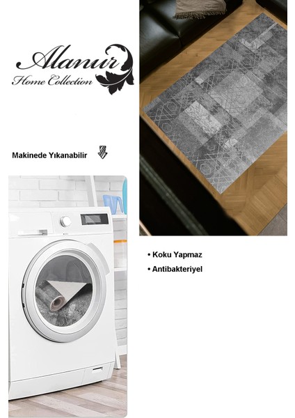 Dijital Salon Halısı Trend Keçe Kaymaz Taban Iskandinav Page Gri