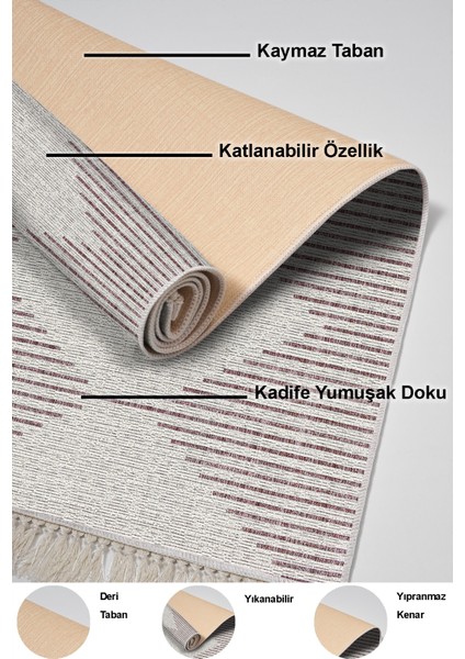 Dijital Salon Halısı Yıldız Deri Kaymaz Taban Saçaklı Iskandinav Kay Mürdüm indirimleri