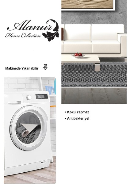 Dijital Salon Halısı Trend Keçe Kaymaz Taban Saçaklı Modern Christie Gri