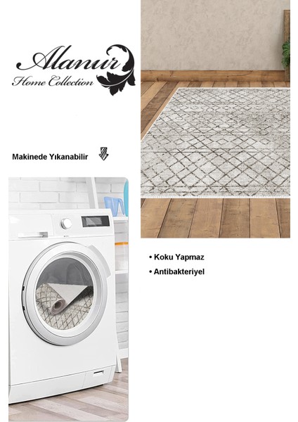 Dijital Salon Halısı Trend Keçe Kaymaz Taban Iskandinav Nydia Kahve