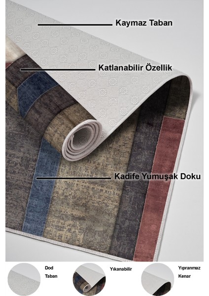 Dijital Mutfak Halısı Trend Keçe Kaymaz Taban Modern Tammy Renkli indirimleri