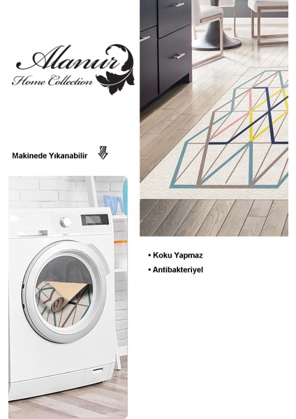 Dijital Mutfak Halısı Yıldız Deri Kaymaz Taban Modern Bay Renkli modelleri