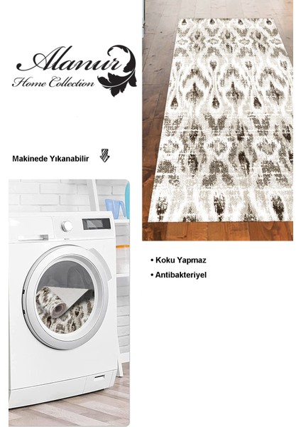 Dijital Mutfak Halısı Trend Keçe Kaymaz Taban Iskandinav Annika Kahve modelleri