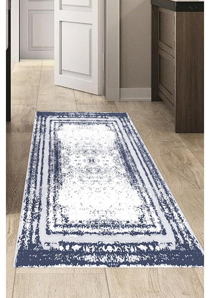 Dijital Mutfak Halısı Trend Keçe Kaymaz Taban Modern Mollie Lacivert