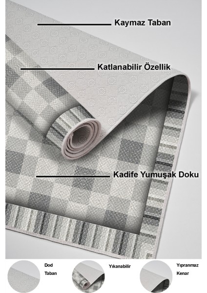 Dijital Mutfak Halısı Trend Keçe Kaymaz Taban Modern Flora Gri indirimleri