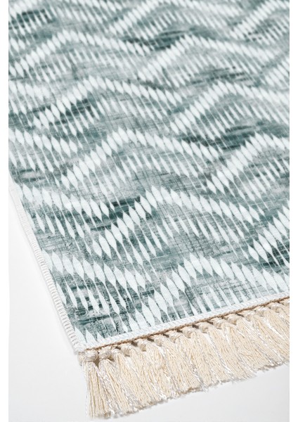 Dijital Mutfak Halısı Yıldız Deri Kaymaz Taban Saçaklı Iskandinav Renata Yeşil fırsatları