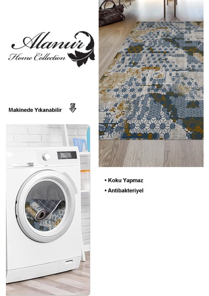 Dijital Salon Halısı Star Pamuk Kaymaz Taban Modern Sherri Mavi modelleri