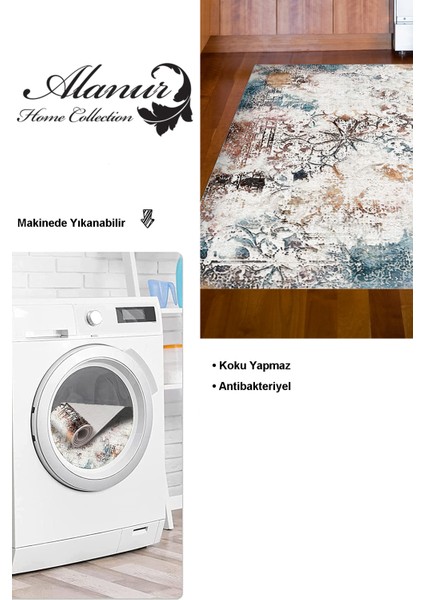 Dijital Mutfak Halısı Trend Keçe Kaymaz Taban Modern Fern Renkli modelleri