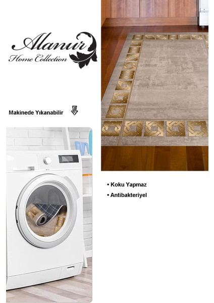 Dijital Mutfak Halısı Star Pamuk Kaymaz Taban Modern Twyla Camel modelleri