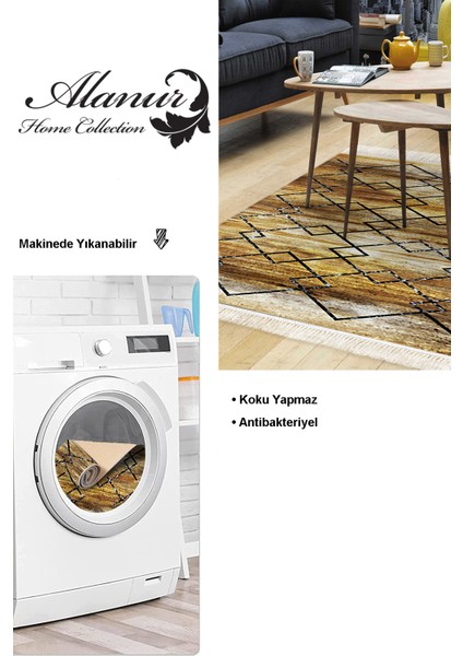 Dijital Salon Halısı Yıldız Deri Kaymaz Taban Saçaklı Modern Zanna Gold modelleri