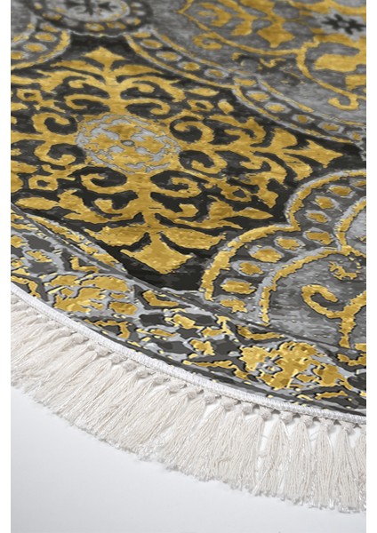 Dijital Mutfak Halısı Trend Keçe Kaymaz Taban Saçaklı Oval Modern Osana Sarı fırsatları