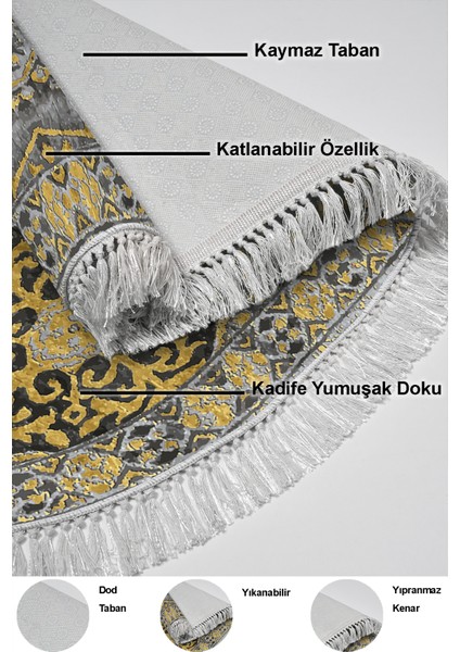 Dijital Mutfak Halısı Trend Keçe Kaymaz Taban Saçaklı Oval Modern Osana Sarı indirimleri