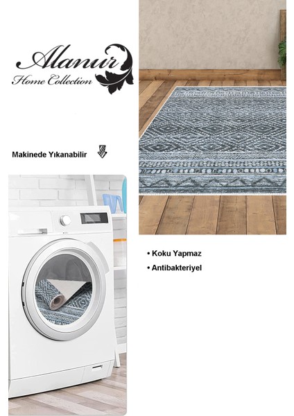 Dijital Salon Halısı Trend Keçe Kaymaz Taban Iskandinav Liz Turkuaz