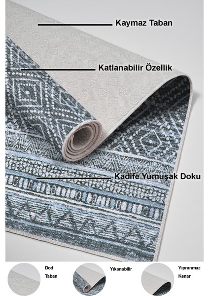 Dijital Salon Halısı Trend Keçe Kaymaz Taban Iskandinav Liz Turkuaz