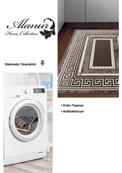 Dijital Mutfak Halısı Star Pamuk Kaymaz Taban Modern Carmel Kahve modelleri