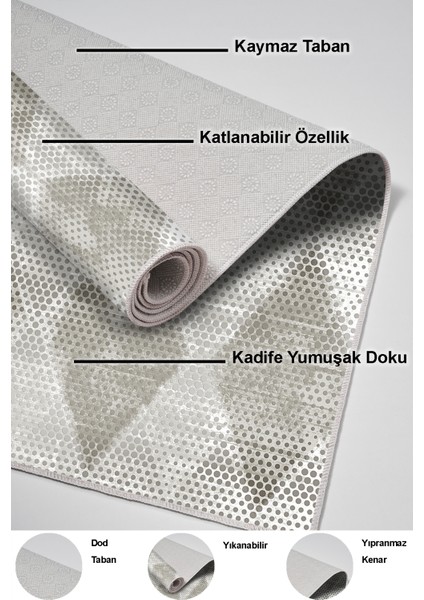 Dijital Mutfak Halısı Trend Keçe Kaymaz Taban Iskandinav Amaris Bej