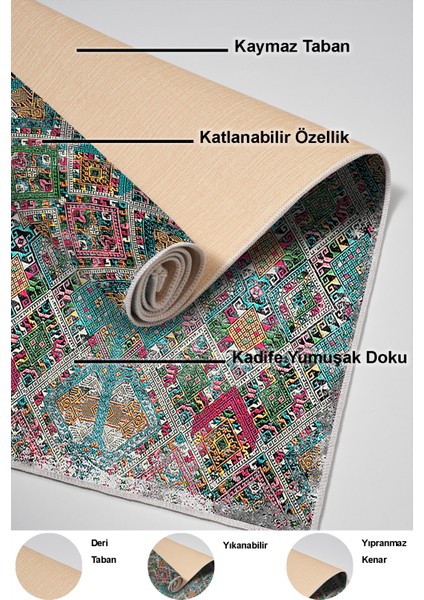 Dijital Mutfak Halısı Yıldız Deri Kaymaz Taban Iskandinav Keona Renkli