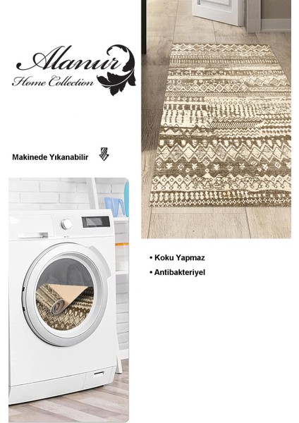 Dijital Mutfak Halısı Yıldız Deri Kaymaz Taban Iskandinav Ysabel Kahve