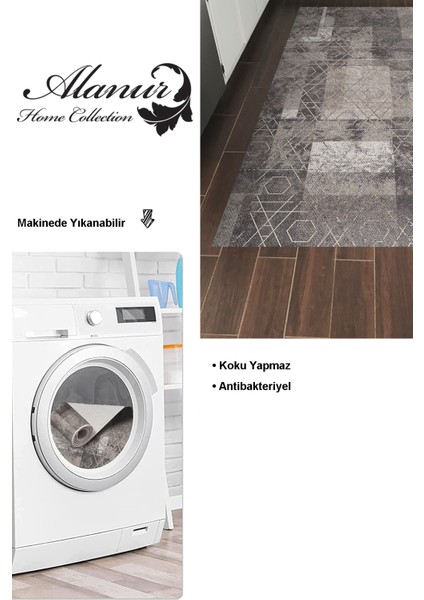 Dijital Mutfak Halısı Trend Keçe Kaymaz Taban Iskandinav Page Kahve modelleri