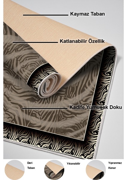 Dijital Mutfak Halısı Yıldız Deri Kaymaz Taban Modern Patti Kahve