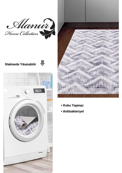 Dijital Mutfak Halısı Trend Keçe Kaymaz Taban Iskandinav Renata Gri