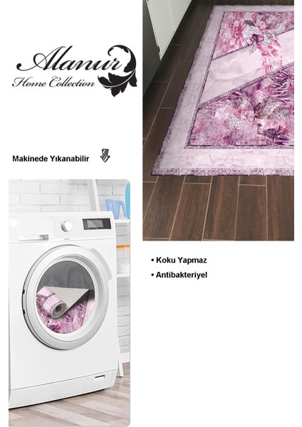 Dijital Mutfak Halısı Trend Keçe Kaymaz Taban Modern Kristalena Pudra modelleri