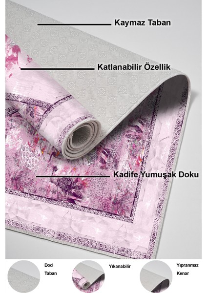Dijital Mutfak Halısı Trend Keçe Kaymaz Taban Modern Kristalena Pudra indirimleri