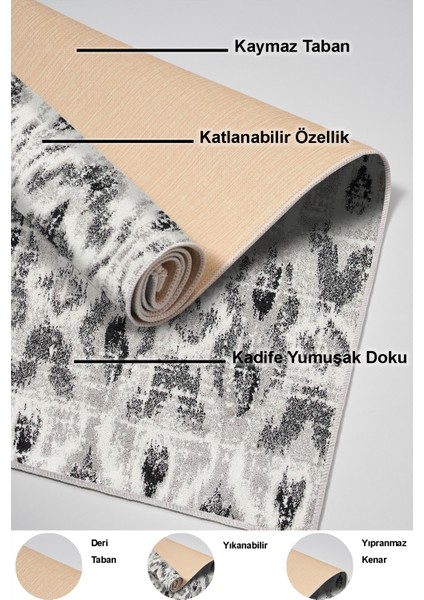 Dijital Mutfak Halısı Yıldız Deri Kaymaz Taban Iskandinav Annika Gri