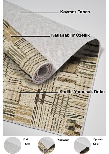 Dijital Mutfak Halısı Trend Keçe Kaymaz Taban Modern Harper Kahve Bej indirimleri