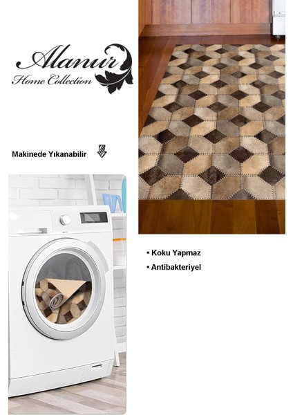 Dijital Mutfak Halısı Yıldız Deri Kaymaz Taban Modern Tanya Kahve modelleri