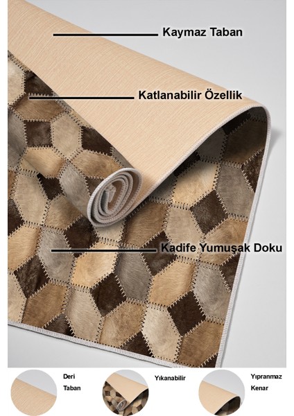 Dijital Mutfak Halısı Yıldız Deri Kaymaz Taban Modern Tanya Kahve indirimleri