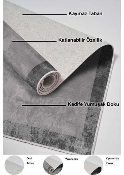 Dijital Mutfak Halısı Trend Keçe Kaymaz Taban Modern Amelia Gri indirimleri