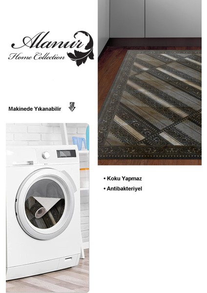 Dijital Mutfak Halısı Trend Keçe Kaymaz Taban Modern Jonna Kahve