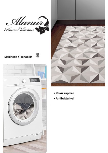 Dijital Mutfak Halısı Star Pamuk Kaymaz Taban Modern Elyta Bej modelleri