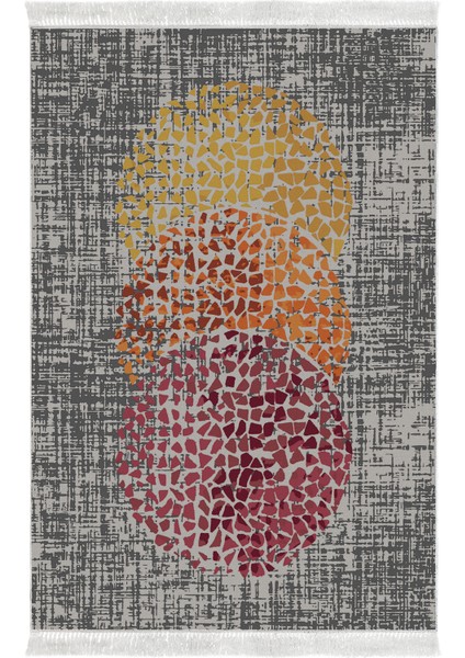 Dijital Salon Halısı Star Pamuk Kaymaz Taban Saçaklı Modern Saeran Krem Oranj Kırmızı fiyatları