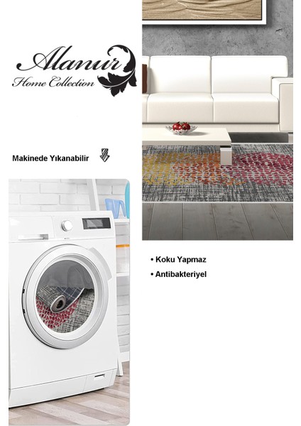 Dijital Salon Halısı Star Pamuk Kaymaz Taban Saçaklı Modern Saeran Krem Oranj Kırmızı modelleri