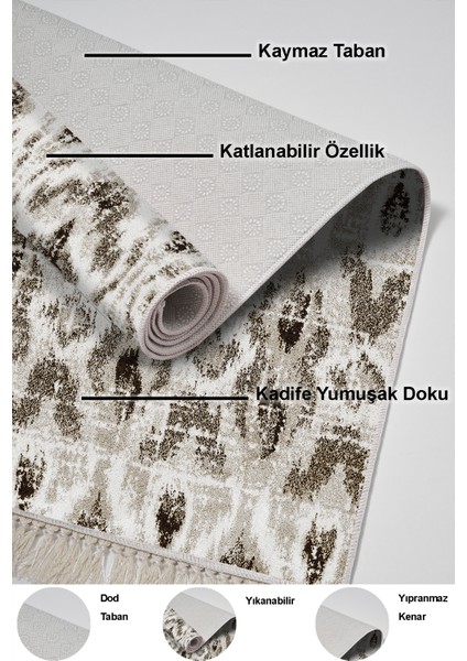 Dijital Mutfak Halısı Trend Keçe Kaymaz Taban Saçaklı Iskandinav Annika Kahve indirimleri