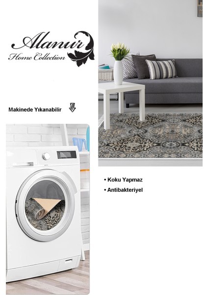 Dijital Salon Halısı Yıldız Deri Kaymaz Taban Saçaklı Modern Osana Bej modelleri