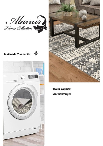 Dijital Salon Halısı Trend Keçe Kaymaz Taban Iskandinav Earnestine Gri Bej modelleri