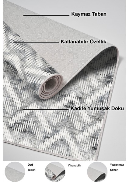 Dijital Salon Halısı Trend Keçe Kaymaz Taban Iskandinav Renata Antrasit