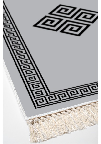 Dijital Mutfak Halısı Yıldız Deri Kaymaz Taban Saçaklı Modern Kathryn Gri fırsatları