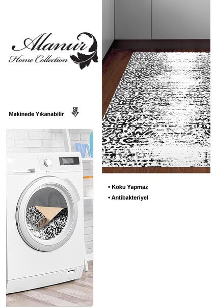 Dijital Mutfak Halısı Yıldız Deri Kaymaz Taban Iskandinav Terceiro Beyaz modelleri