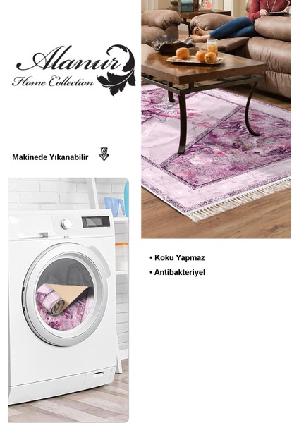 Dijital Salon Halısı Yıldız Deri Kaymaz Taban Saçaklı Modern Kristalena Pudra modelleri