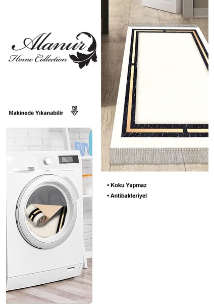 Dijital Mutfak Halısı Yıldız Deri Kaymaz Taban Saçaklı Modern Kendra Bej modelleri