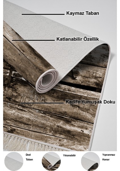Dijital Mutfak Halısı Trend Keçe Kaymaz Taban Saçaklı Modern Alannah Kahve indirimleri
